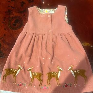 Baby Boden Adorable Pink Deer Embroidered Kids pinafore dress